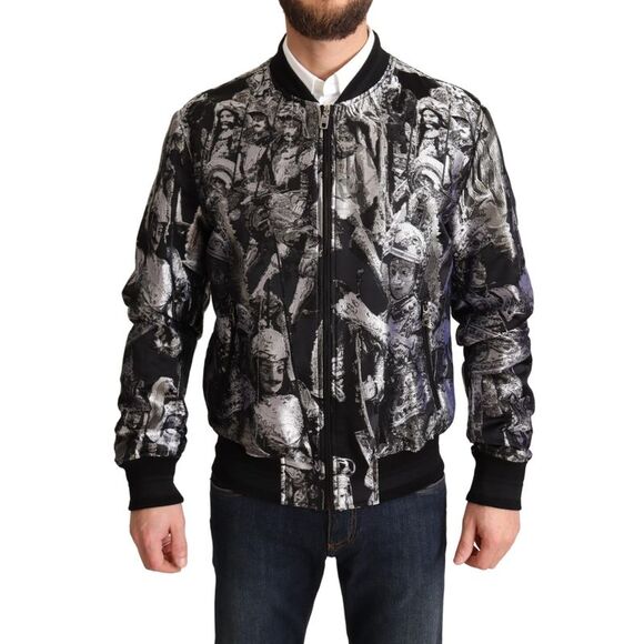 Dolce & Gabbana Other - Dolce & Gabbana Black Silver Puppi Motive Bomber Men's Jacket